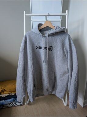 xerox Gray Crewneck Hoodie with Front Pocket